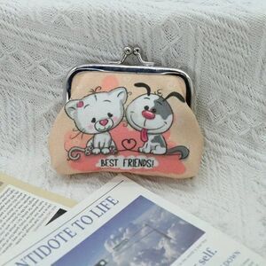Set of 2 Dog Best Friends Kiss-Lock Coin Purse 3.15in x 2.76in